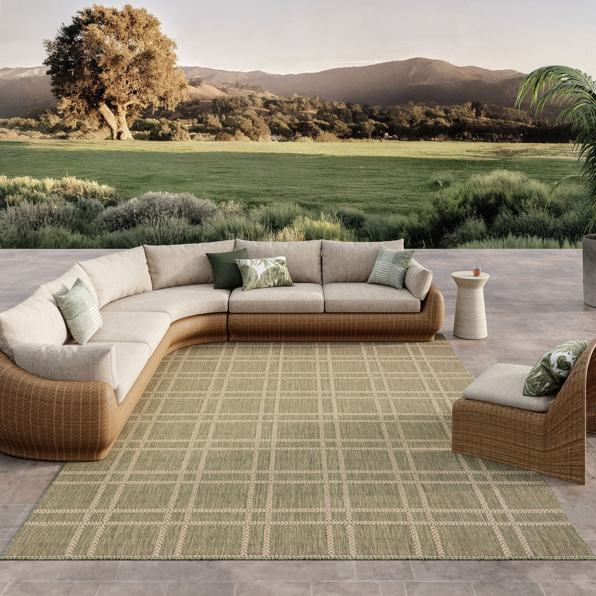 Nourison Horizon Indoor/Outdoor 9' x 12' Green Modern Rug