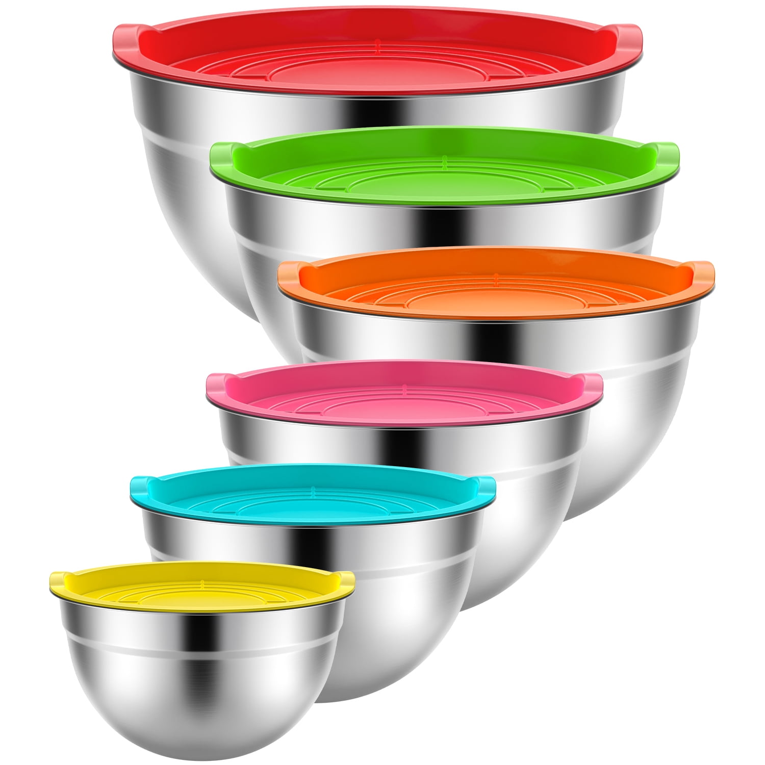 Coliware Stainless Steel Mixing Bowls Set, 5 Pack Nesting Prep