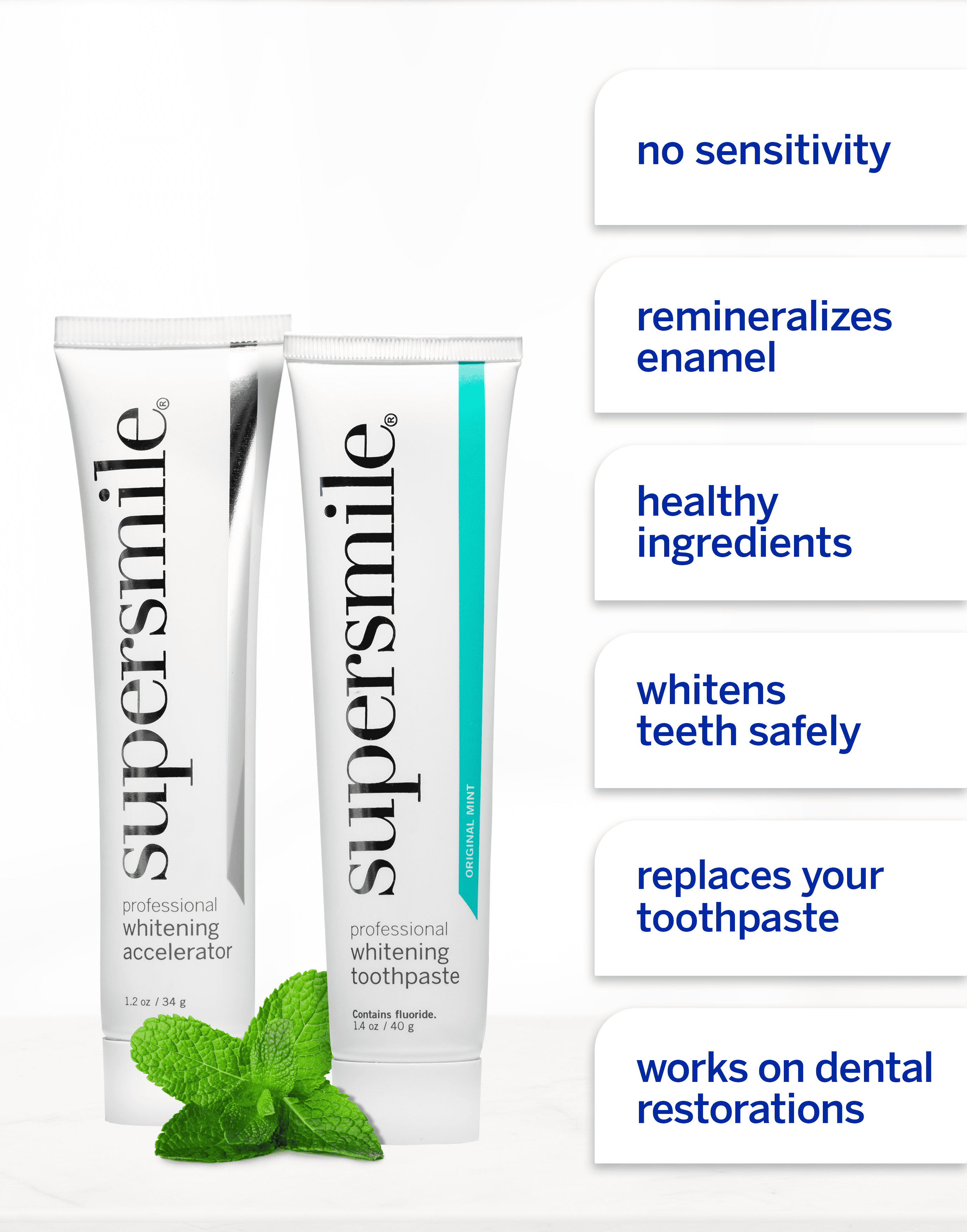 Supersmile Professional Teeth Whitening System with Whitening Toothpaste and Accelerator
