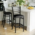 thumbnail image 3 of BizChair Black Ladder Back Metal Restaurant Barstool - Walnut Wood Seat, 3 of 11