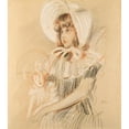 thumbnail image 2 of Paul César Helleu 12x14 Gold Ornate Wood Frame and Double Matted Museum Art Print Titled - Little Girl&nbsp;Holding Her Doll, 2 of 4