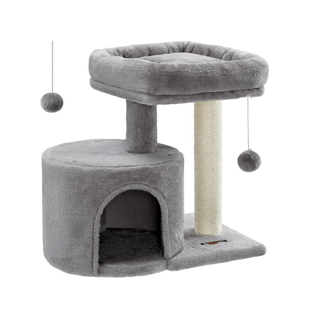 Árbol para Gatos, Rascador con Plataforma Acolchada, con Tronco de Sisal, para Gatitos, Gris Ahumado