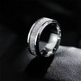 thumbnail image 2 of HIJONES Men's Stainless Steel Misty Pine Patterned Ring 8MM Promise Dating Wedding Band Silver Size 6, 2 of 4
