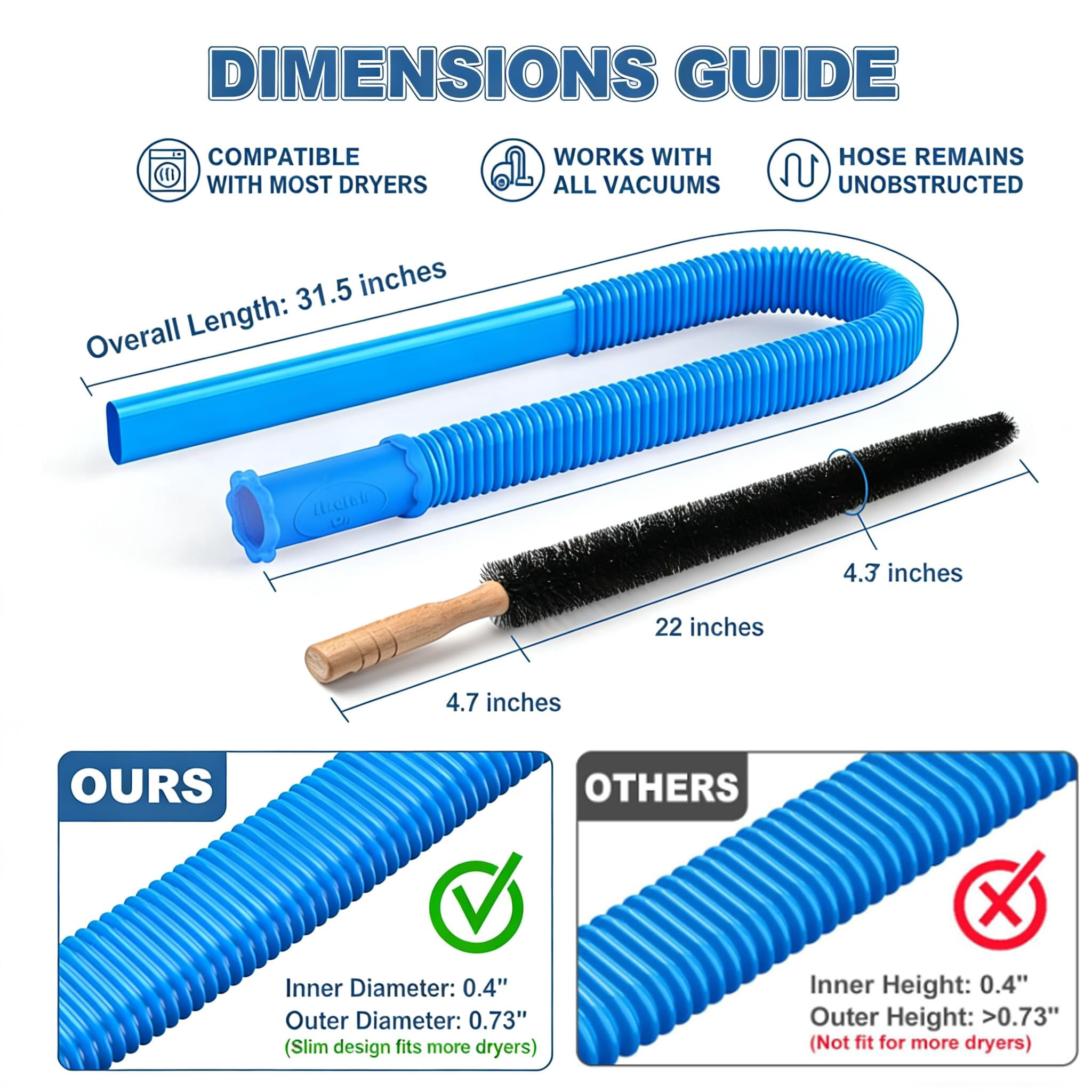 Dryer Vent Cleaner Kit,Dryer Vent Cleaning Vacuum Attachment,Fits All Vacuums,Dryer Vent Cleaning Vacuum Attachment,Universal Lint Dryer Attachment