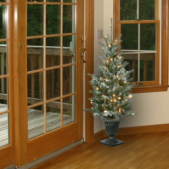 4 ft. Snowy Morgan Spruce Entrance Tree with 100 Twinkly LED Lights