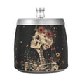 thumbnail image 7 of Yayeee Ashtray with Lid for Cigarette Smokeless Stainless Steel Home Ash Holder, Skeleton with Flowers Pattern, 7 of 7