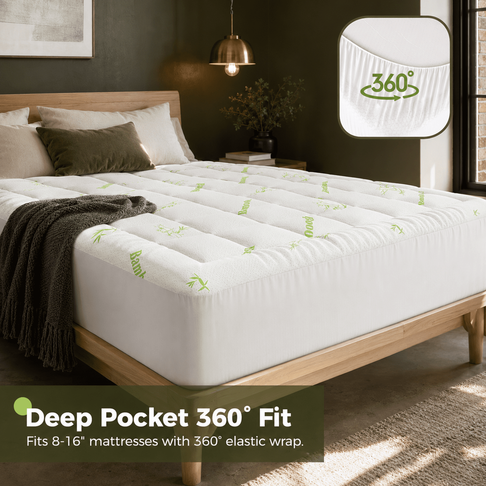 Alvantor Mattress Protector, Breathable Mattress Cover Twin/Full/Queen/King Size Bed, Cooling 3D Air Fabric Bed Pad Cover, Deep Pocket 8"-21"