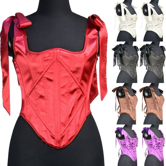 Elainilye Fashion Corset Tops for Women Casual Sexy Eyelet Lace-up Floral Print Fishbone Court Vintage Corset Bustier Shapewear,Black