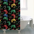 thumbnail image 4 of Colorful Controllers Games Icons Black Pattern Shower Curtain 72"x72" ,Bathroom Decorative Shower Curtains Set with 12 Hooks,Modern Waterproof Washable Shower Curtain, 4 of 6