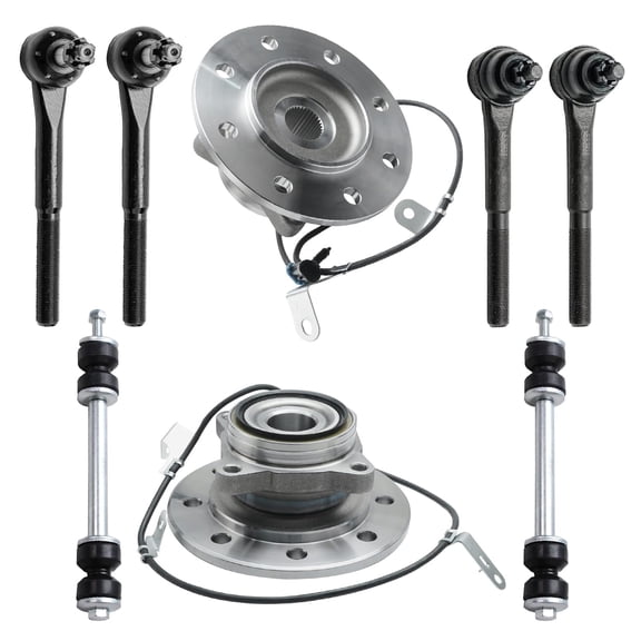 Detroit Axle - Front Wheel Bearing Hub, Inner & Outer Tie Rods Sway Bar Links for 1996-2000 Chevrolet GMC K1500, K2500, K3500, K2500 Suburban 4WD - See Fitment