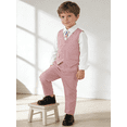 thumbnail image 5 of SANMIO Toddler Boy Suit Baby Boy Church Clothes Formal Dress Baptism Outfit Sets Shirt+Tie+Vest+Pants Kids Tuxedo 1-5T Boys Wedding Clothes, 5 of 7