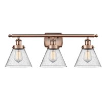 Innovations Lighting  Ballston Urban Cone - 3 Light 28" Bath Vanity Light Antique Copper Finish/Seedy