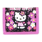 Trifold Wallet - Hello Kitty - Flowers Black New Gift Toys Licensed 82596