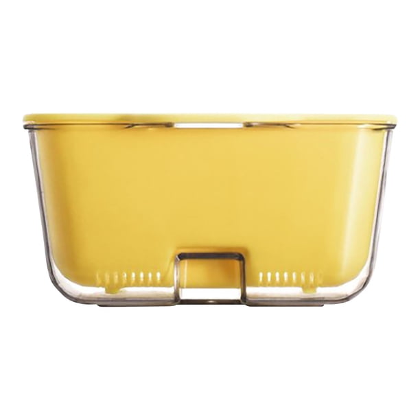 2023 Cocina Del Hogar de Doble Capa Transparente Canasta de Drenaje, Pp Pet Recipiente de Lavado de Frutas con Agujero Colgante, 13.6x12.3x6.6cm Amarillo Verde Claro Blanco Azul Cielo