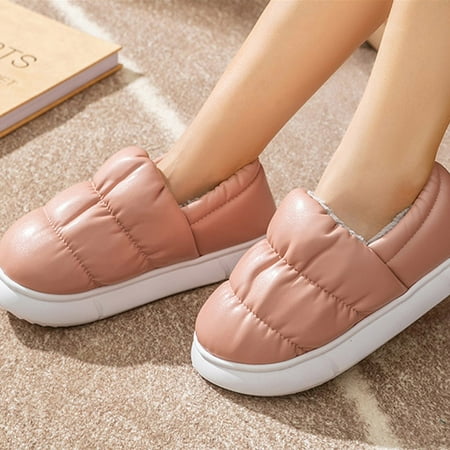 

FITORON Ankle Boots for Women- Cotton Slippers Winter Household Plush Warm Home Household Waterproof Non-slip Cotton Slippers Pink 40-41