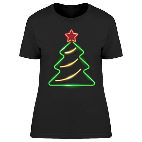 Neon Christmas Tree T-Shirt Women -Image by Shutterstock, Female Small