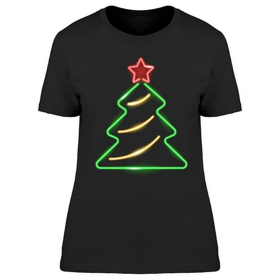 Neon Christmas Tree T-Shirt Women -Image by Shutterstock, Female Small