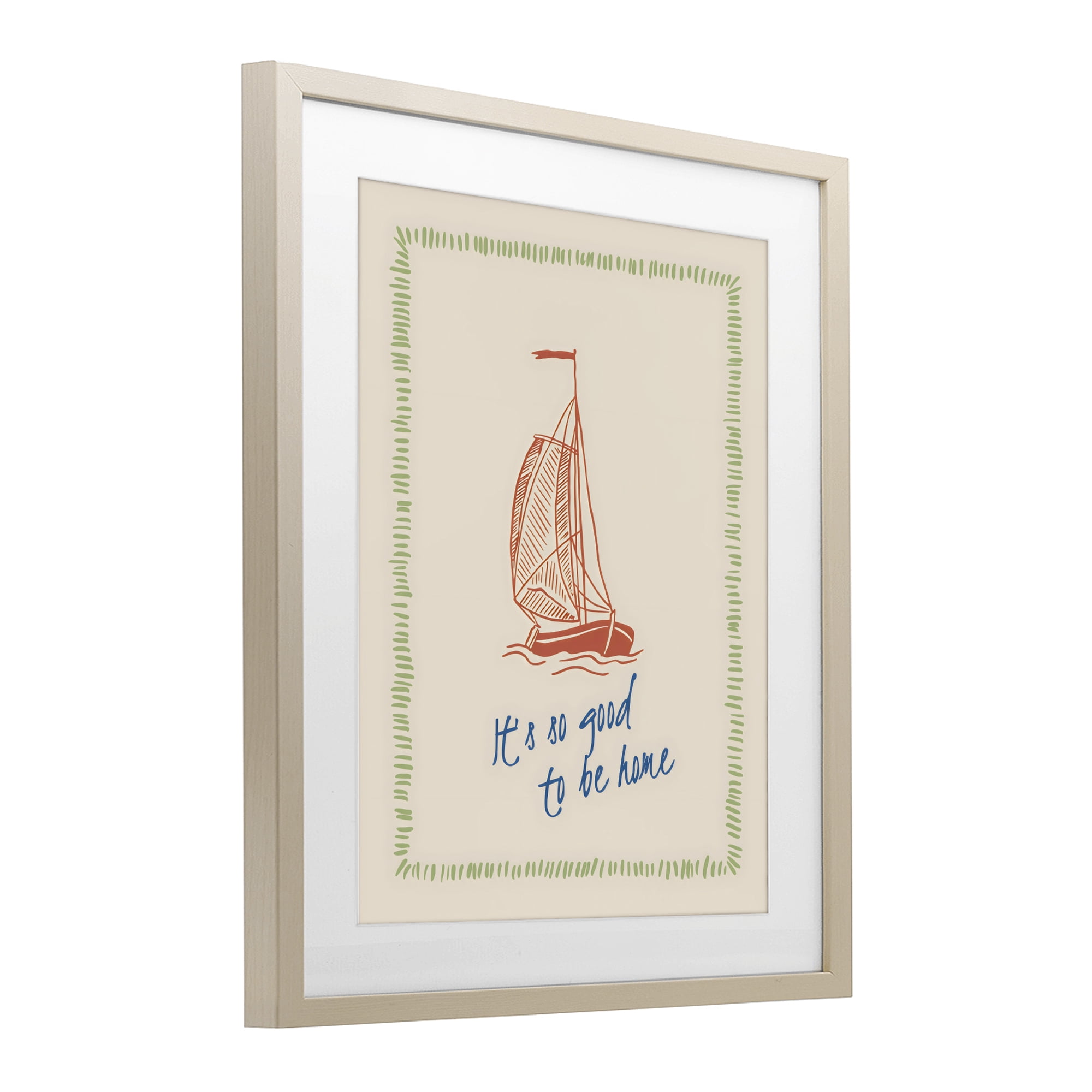 Stupell Industries Good To Be Home Sailboat Birch Framed Print Under Glass, design by The Prints Vibe