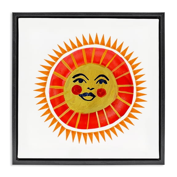 Stupell Industries Bohemian Cheerful Boho Sun Black Floating Frame Canvas Art, 18 x 18, by Katherine Herrell Studio