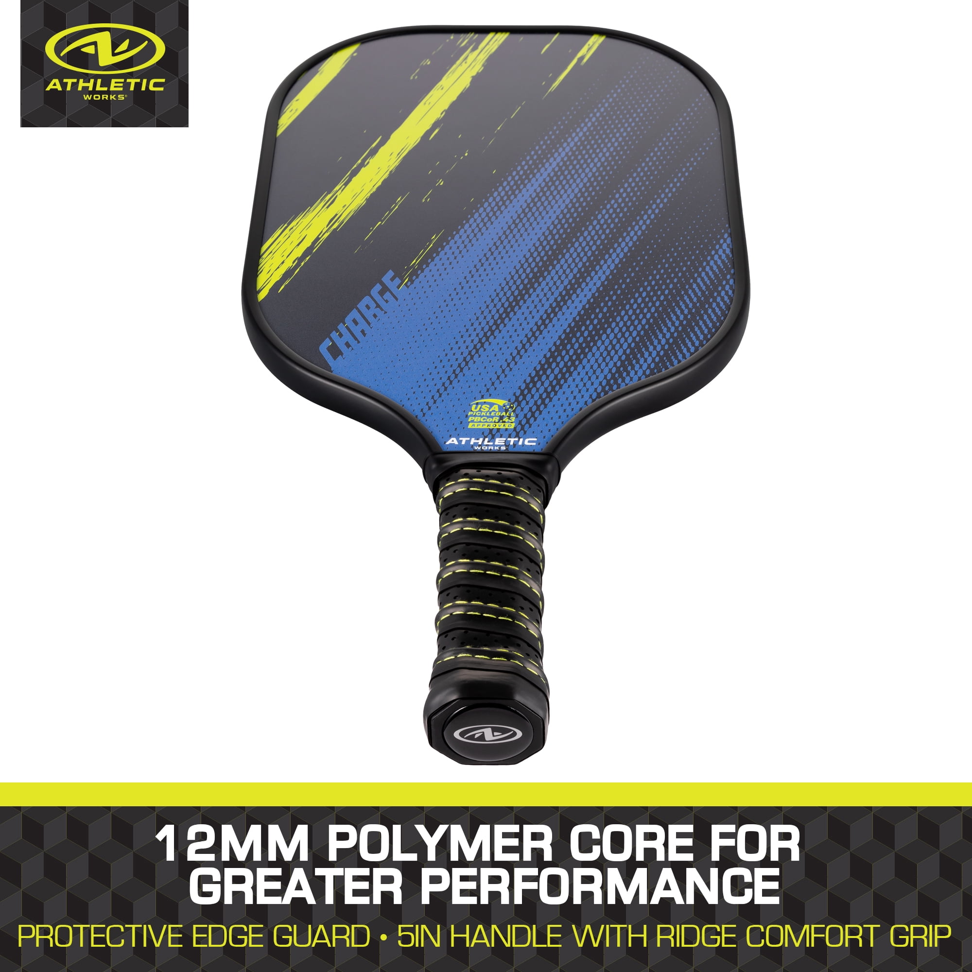 Athletic Works Charge Fiberglass Pickleball Paddle, Blue