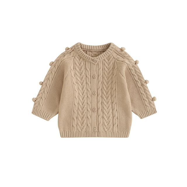 xiaxaixu Infant Baby Boy Girl Knitting Cardigan, Solid Color Round-Neck Long Sleeve Button Closure Sweater Coat for Autumn