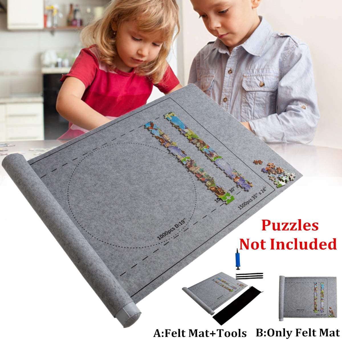 Details about   Jigsaw Puzzle Mat Felt Roll Storage up to 1500 Pieces Kids Adults Portable Tool 