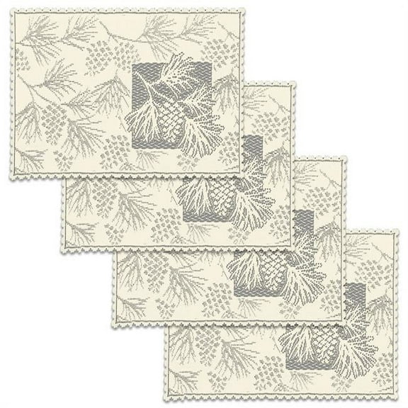Heritage Lace WL-1420E-S 14 x 20 in. Woodland Placemat - Ecru - Set of 4