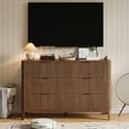 thumbnail image 4 of UGTOO 45.2" Walnut 6-Drawers Cabinet, Low-Profile Dresser for Bedroom & Kitchen Space-Efficient Storage with Smooth Drawers, Modern Organizer (25 lbs/Drawer), 4 of 11