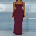 thumbnail image 3 of Robe de Soirée Ajustée Sans Manches Dos Ouvert Couleur Unie pour Femmes, 3 of 7