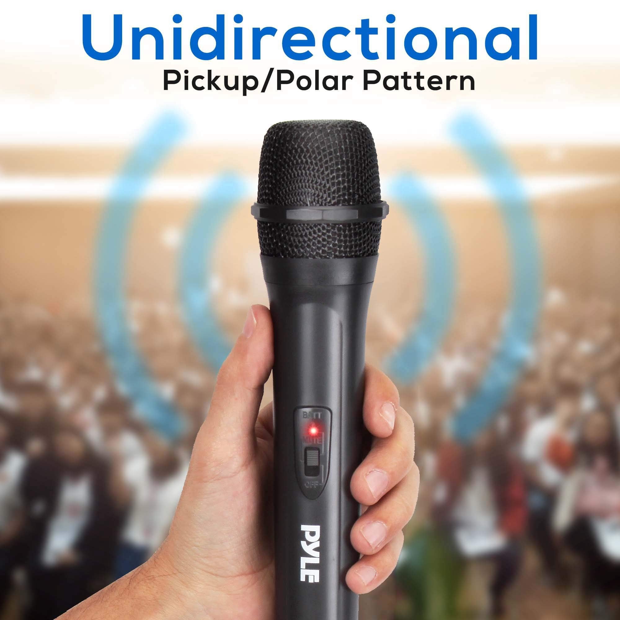 Pyle PDWM91 Professional VHF Handheld Microphone with Adapter Receiver, Black