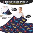 thumbnail image 3 of DarkBlue Dinosaurs Pattern Teens Toddler Nap Mat with Pillow, Sleeping Mat Bag for Preschool Daycare 59"x22", 3 of 6