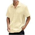 thumbnail image 2 of Coorders George Men's Linen Shirts Short Sleeve Hawaiian Button Down Shirt,Beige,XXL, 2 of 7