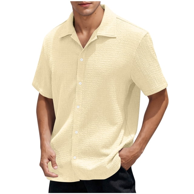 Shirts for Men Casual Short Sleeve Button Down Shirts Summer Beach Collared Shirts