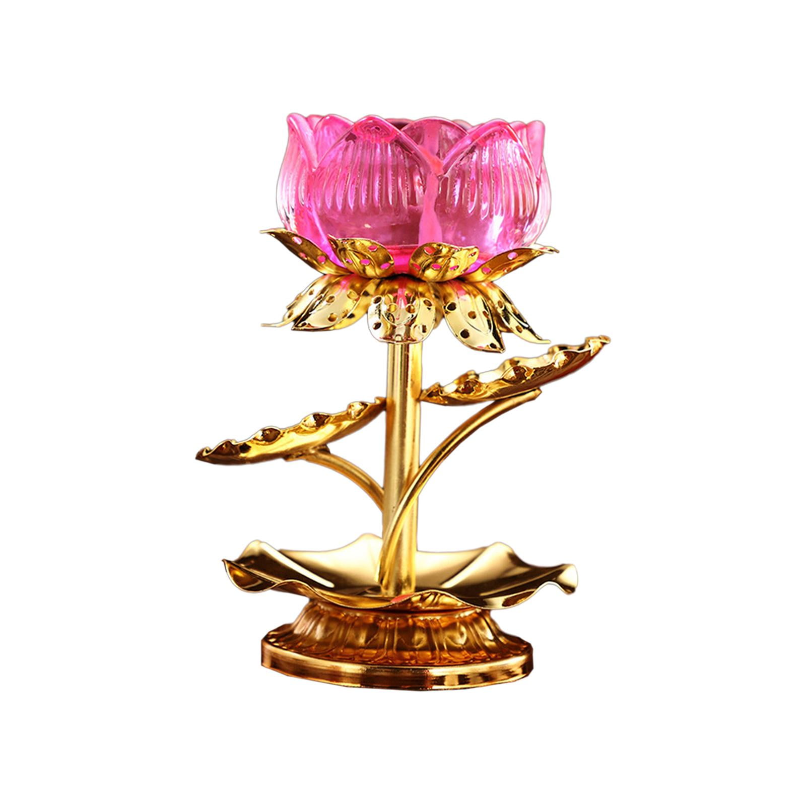 Lotus Ghee Lamp Holder Buddhist Supplies Candlestick Oil Lamp Holder for Desktop Pink