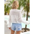 thumbnail image 4 of Charmo Womens Long Sleeve Beachwear Bathing Suit Drawstring Bikini Swimsuit Cover Up Shirts, 4 of 4