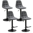 thumbnail image 1 of Gymax Ensemble de 4 Tabourets de Bar Réglables Pivotants Hauteur Comptoir Chaises en Lin avec Dossier Gris, 1 of 10