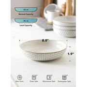 LE TAUCI Large Salad Bowls, 8 Inch Ceramic Pasta Plates, 36 Ounce Pasta Bowls and Serving Bowls, Soup Bowl, Set of 4, Arctic White
