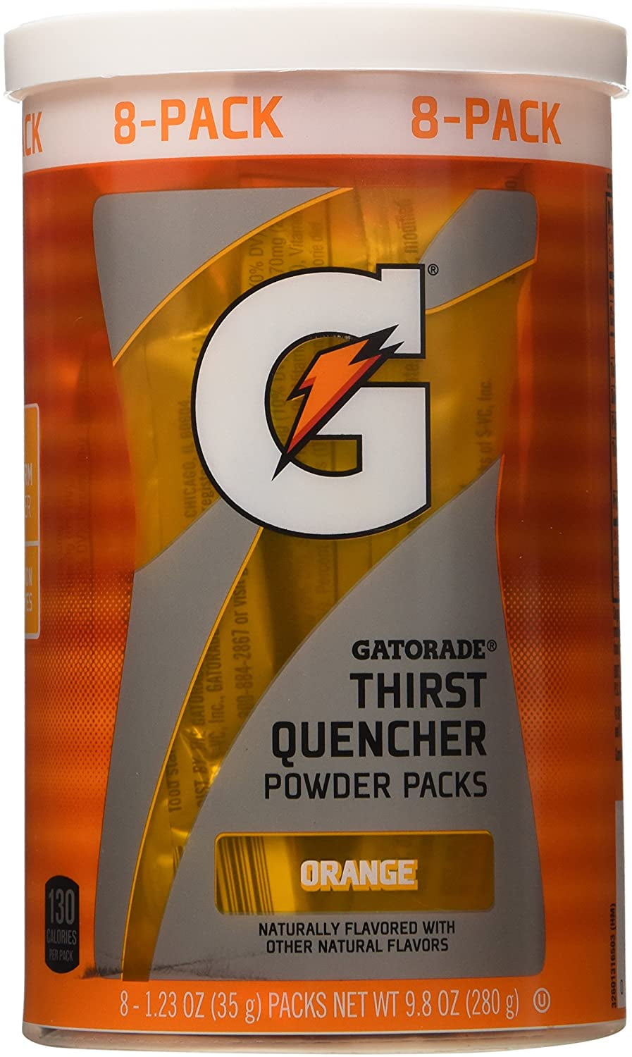 Gatorade Thirst Quencher Orange Flavored Powder Packs 8 Packets 1.23 Ounce per Packet (35