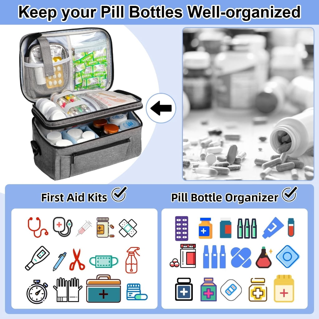 Pills Bottle Organiser Bag With Label Window And Temperature Controlled Base