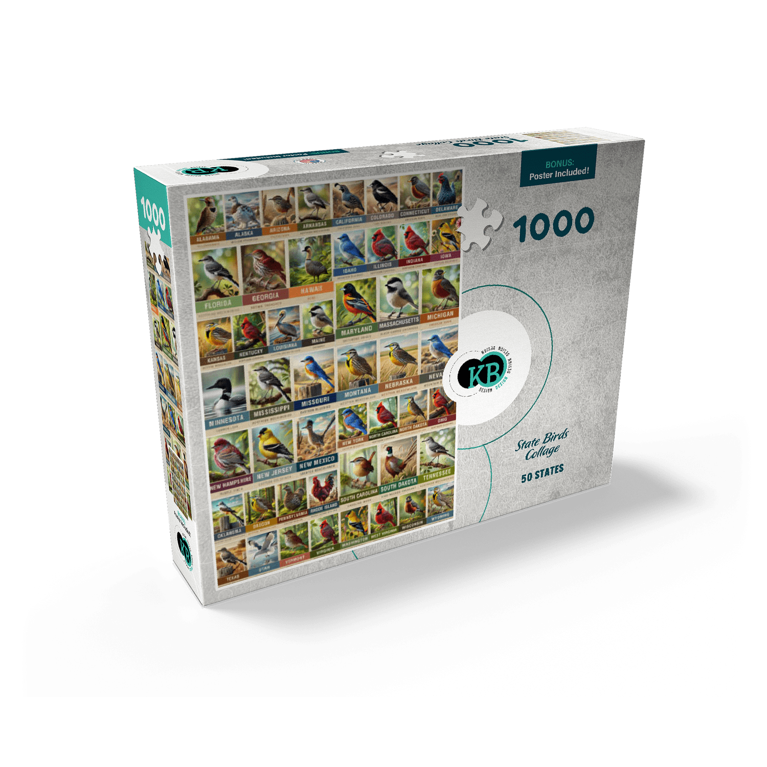 MyPuzzle - State Birds Series: 50 State Birds Collage, Vol.1 - Premium 1000 Piece Jigsaw Puzzle for Adults