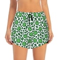 thumbnail image 2 of Vsdgher Leopard print St. Patrick's Day Print Women's Running Double Layer Shorts High Waisted with Pockets Elastic Yoga Workout Athletic Gym Sports, 2 of 8