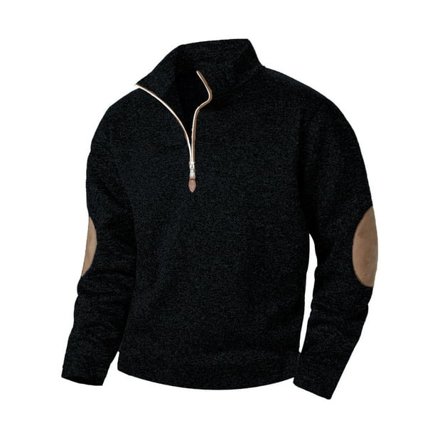 pstuiky camisas de manga larga para hombre, Sudadera con cremallera y cuello alto de manga larga de color liso para hombre camisetas de hombre xl