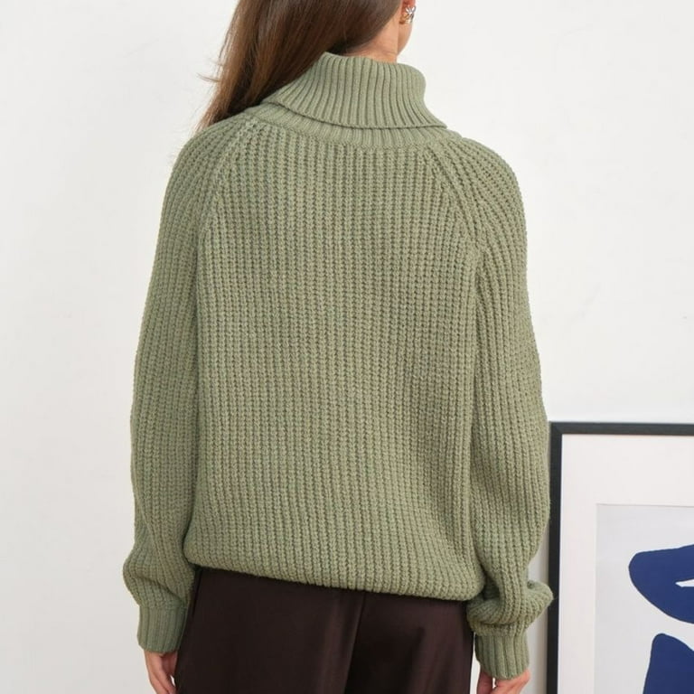 Solid Color Round Neck Roll Sleeve Sweaters Solid Color Round Neck Roll Sleeve Sweaters