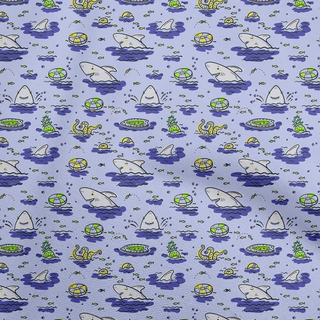 oneOone Polyester Spandex Medium Purple Fabric Beach Sewing Material Print Fabric By The Yard 56 Inch Wide