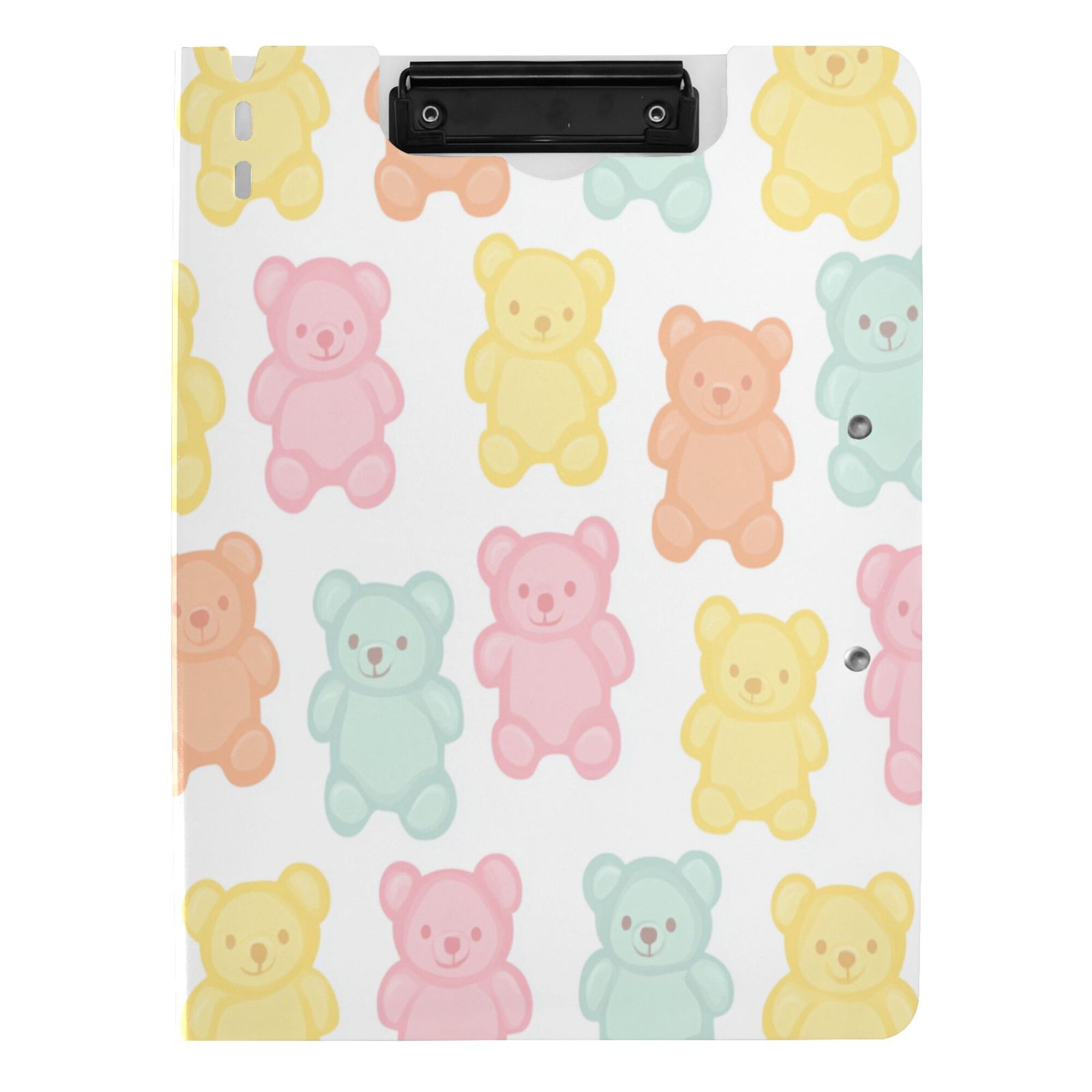 FORMRS A4 Clipboard Folder with Pen Holder Horizontal Foldable School Office Binder, Cute Gummy Bears Pattern