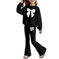 thumbnail image 3 of WOYY Outfits for Girls Bow Crew Neck Pullover Sweatshirt Flared Pants Set Casual Sweatsuit Kids Clothing Sets, Sizes 3-10, 3 of 3