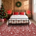 thumbnail image 5 of 4x6 ft Red Christmas Area Rug, Holiday Ornaments Print, Washable, Non-Slip, Winter Indoor Bedroom Living Room, 5 of 8
