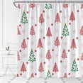 thumbnail image 2 of Rideau de Douche Arbre de Noël Rouge et Vert Arbre de Pin Flocon de Neige Hiver Mode Décoration de Salle de Bain Rideaux en Polyester avec Crochets, 2 of 3