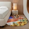 thumbnail image 3 of Independence Day Sunflower Washable Round Area Rug 3 ft, Patriotic Red Blue Star Yellow Flower, Soft Non Slip Rugs Stain Repellent Indoor Felt Carpet for Living Dining Room Bedroom Home Office, 3 of 9