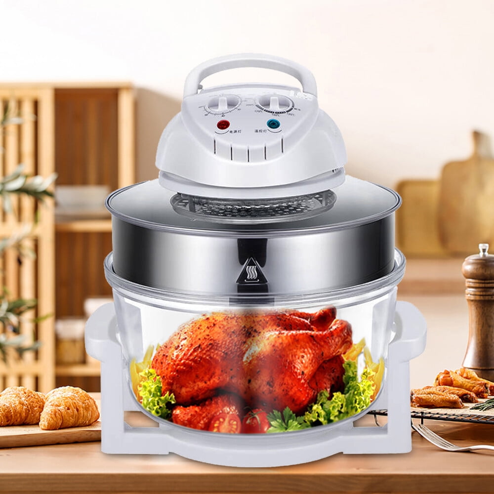 Air Fryer Oven, 110V Halogen Oven Temperature Control Chicken Turkey Roast Grill Fryer, 360 °Vertical Heating Electric Convection Oven Cooker w/Fried, Roasted, Steamed, Defrosted Function(4.49 gal)